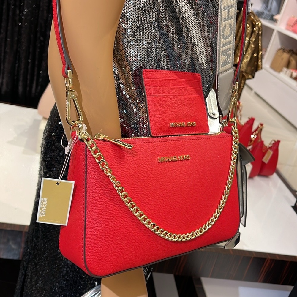 MICHAEL KORS 
JST Leather Crossbody XBody Shoulder Bag + Card Holder Boxed Set - Picture 4 of 16